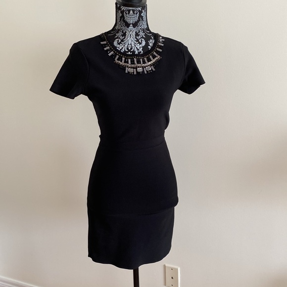 BCBGMAXAZRIA Kaylen Beaded Embellished Cutout Mini Dress Women’s Size M - Picture 3 of 8